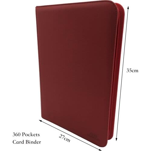 360 Pockets Side Loading Trading Card Binder - Zip Binder Album - 9 Pocket TCG Collector Folder: Red Color