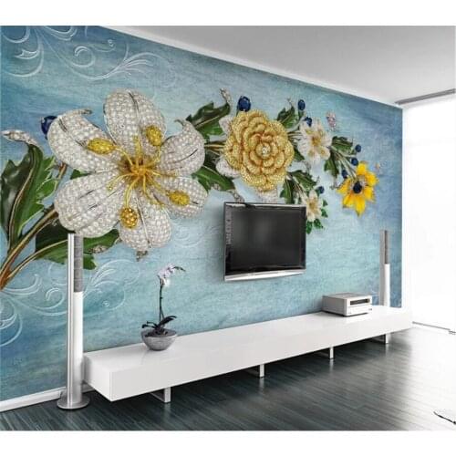 Custom wallpaper 3D photo mural modern minimalist 3D jewelry flower European TV background wall decoration painting 3d wallpaper