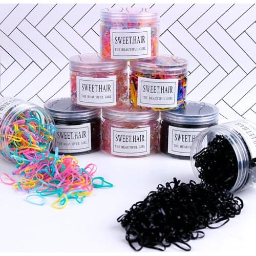 500~2500pcs/lot-Korea Children Box Of Multi Color Rubber Band Super Good Elastic Quality Little Girls Hair Rope Hair Accessories