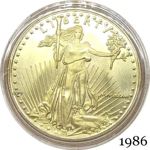 United States Of America Eagle Gold BUllion Brass Metal coins $25 Half Ounce 25 Dollars 1986 Liberty MCMLXXXVI Coin