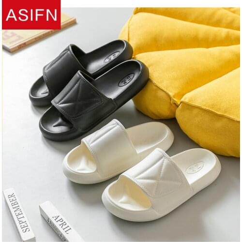 ASIFN Home Soft Slippers Ladies Mens Thick Bottom Slipper Women Indoor Bathroom Anti-slip Floor Slides Deodorant Silent Slides