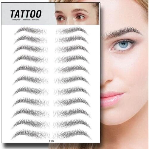 Tattoo False Eyebrows Cosmetics 11Pair/PCS 4D Hair-Like Authentic Eyebrows Grooming Shaping Brow Shaper Makeup Brow Sticker A06