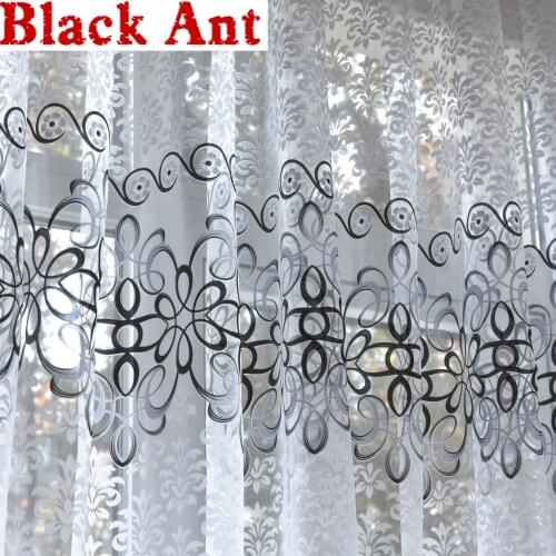 Grey Sheer Curtain For Living Room Europe Pastoral Tulle Curtain Window Bedroom Brown Drape Kitchen Fabric X-ZH032 #40