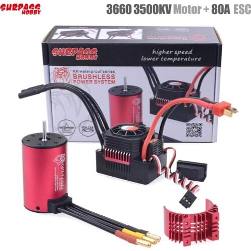 SURPASS HOBBY KK Waterproof Combo 3660 2600KV 3500KV Brushless Motor w//Heat Sink 60A / 80A Brushless ESC for RC 1/10 Car