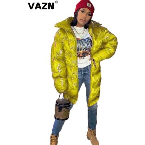 VAZN 2020 Winter Hot List Solid Warm Thick High-end Down Jackets Full Sleeve Energy Daily Top Women Slim X-Long Outwears