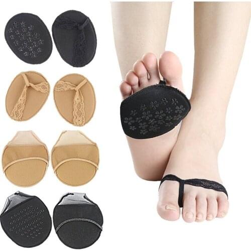 1 Pair Breathable Shoe Insoles Footpad Women Shoes Cushion Invisible Shock-absorption Forefoot Insoles For Girl Shoes High Heel