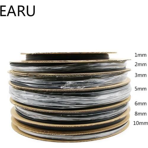 1 Roll Reel 2:1 Black 1 2 3 5 6 8 10mm Diameter Heat Shrink Heatshrink Tubing Tube Sleeving Wrap Wire Sell DIY Connector Repair