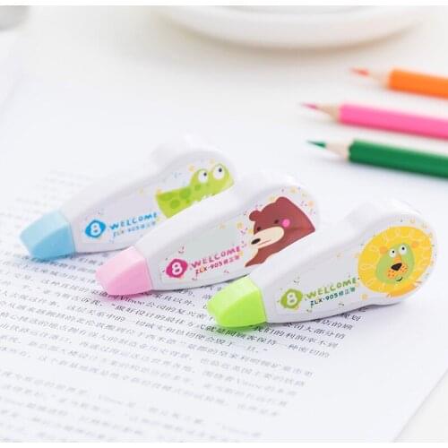 1pc Creative Cartoon Colorful Animal Pattern Correction Tape, Office Supplies Students Gift Pressing-type Corrector Stationery