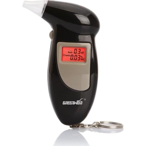 10pcs/ 2019 Police Use alcohol tester Personal Key Chain LCD Digital Alcohol Tester Breath Analyze With Red Backlight