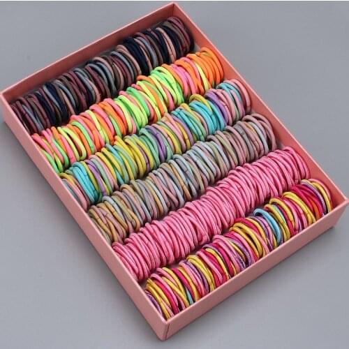 100PCS/Set Girls Hair Ring Colorful Nylon Elastic Hair Band Kids Rubber Bands Headband Child Scrunchie Fashion Hair Accessories