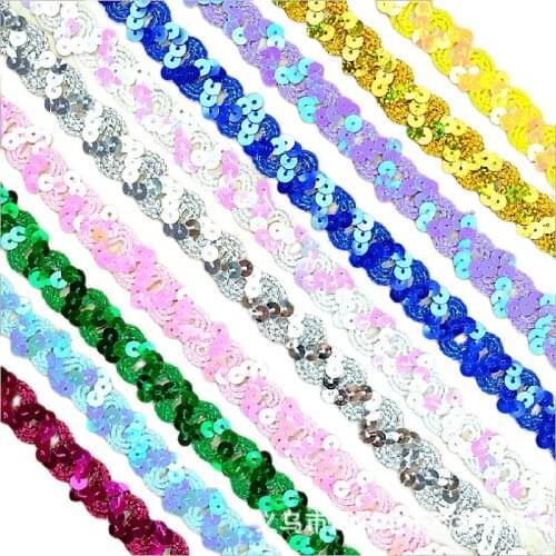 Sequined Lace Ribbons Carnival Costumes 12 Yds Christmas Lace Flower Ribbon Tape Bandlet Bobbin Tapes Lace Trims 1.5cm