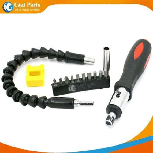 13PCS/SET 1/4'' 6.35MM Electric drill electric screwdriver head, multifunctional universal flexible shaft extension rod hose set