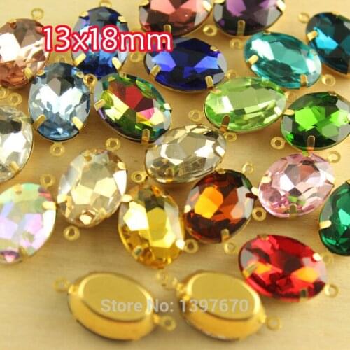 20pc 13x18mm oval crystal stones Rhinestone double Daggle Beads pendant sew on shoes diy necklace jewelry accessories