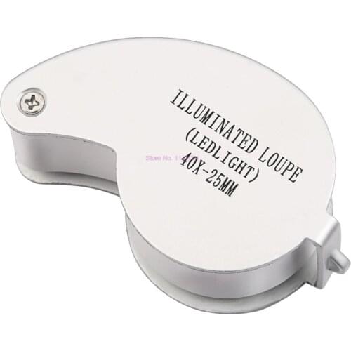 200 pcs 40X Portable Folding Magnifier Loupe Illuminated Magnifier Magnifying Glass Jewelry Coins Stamps Antiques
