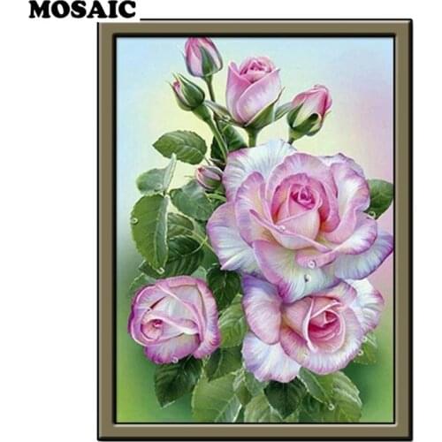30x40 Full Square/Round Drill 5D DIY Diamond Painting "Flowers,pink rose" 3D Embroidery Cross Stitch 5D Home Decor
