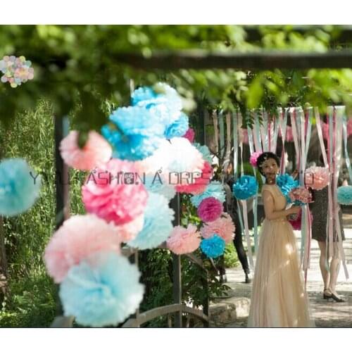 6 inch /10 inch/12 inch Tissue paper pom poms 33pcs artificial flowers balls birthday Wedding decoration kids party supplies