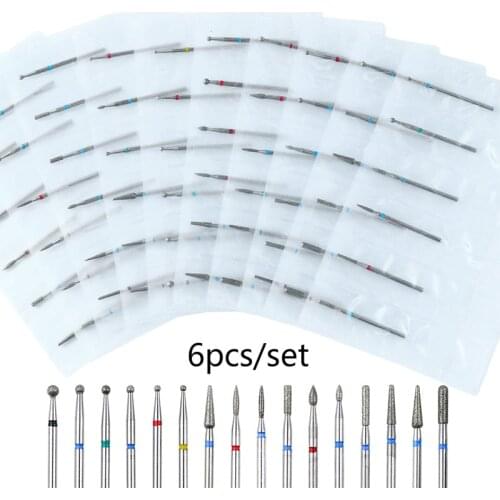 6pcs/pack Diamond Cuticle Clean Nail Drill Bit Set for Nail Files Cuticle Clean Drill Bits Apparatus for Manicure Art Tools 2021