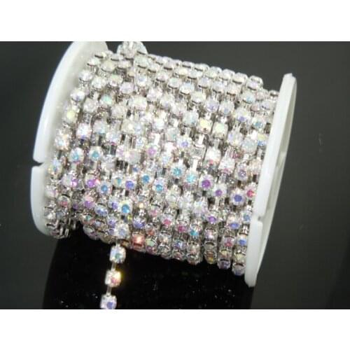 Free Shipping! SS22 10Yard Per Roll Crystal Rhinestone Cup Chain Crystal AB !2012 Rhinestone Chain