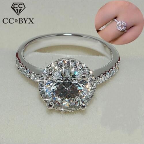 CC Trendy Rings For Women S925 Silver Jewelry Charms Round Stone Ladies Bridal Wedding Engagement Ring Anillos Mujer CC583