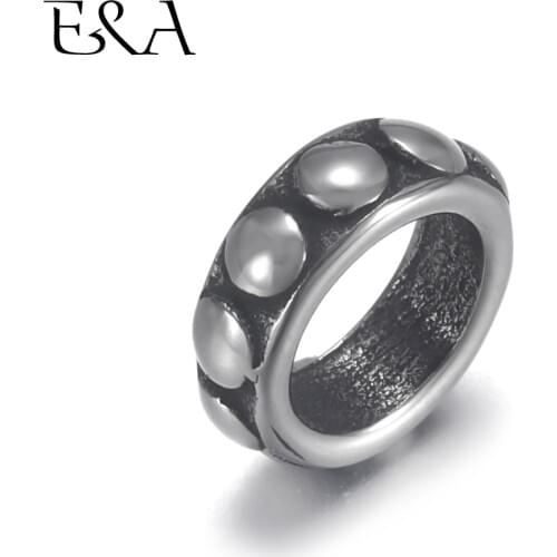 4pcs Stainless Steel Dot Ring Bead 6.5mm Large Hole Spacer for Jewelry Bracelet Making Metal Beads DIY Supplies Parts