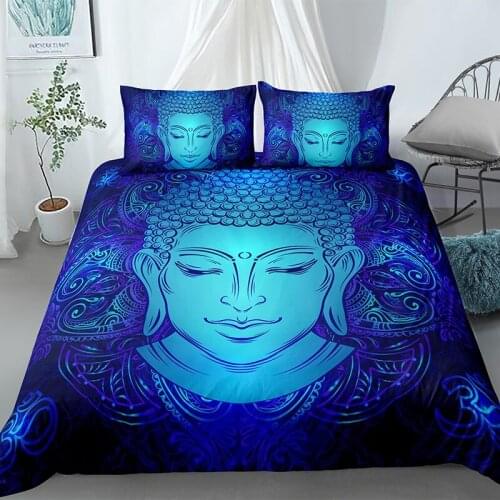 India Bohemia Buddha Printed Bedding Set Queen King Sizes Bedclothes For Home Duvet Cover Sets With Pillowcase 2/3Pcs Textile