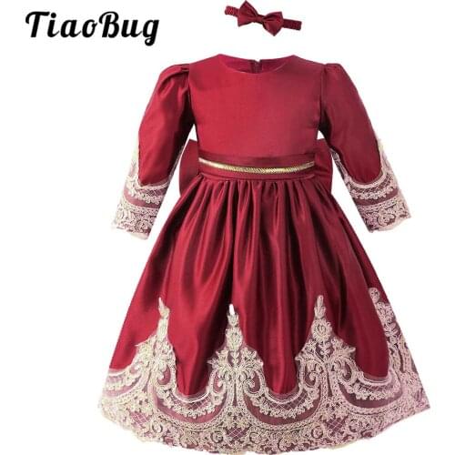 Royal Vintage Embroidery Dress Kids Girls Costume Prom Party Princess Dresses Halloween Stage Performance Costume Set