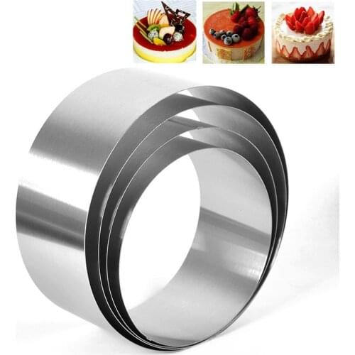 4pcs Stainless Steel Mousse Cake Ring Round Baking Mould Pastry Dessert Accessories Cake Decorating Tool 18/20/22/24cm