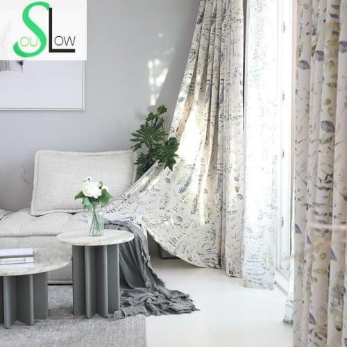 Slow Soul Straw And Wood Prosperity Purple Blue Red Curtain Curtains For Living Room Bedroom Ready Made Leaves American Modern