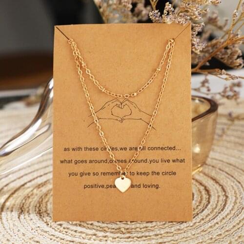 Minimalist Geometric Heart Pendant Necklaces for Women Ladies Simple Gold Clavicle Chain Neckless Jewelry Collars