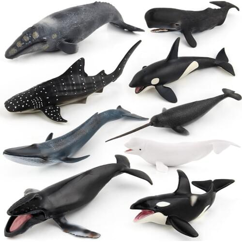 Simulation Whale Animal Figure Collectible Toys Ocean Animal Cognition Action Figures Kids Solid Soft Rubber Toys
