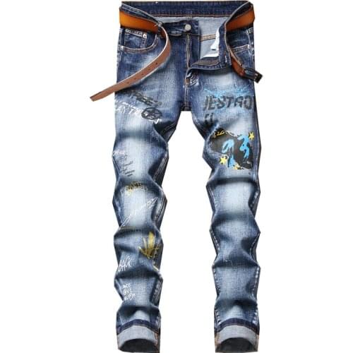 2021 Men Jeans Biker Retro Street Comfort Trousers Casual Stretch Slim Denim Pants Male Pantalones Hombre