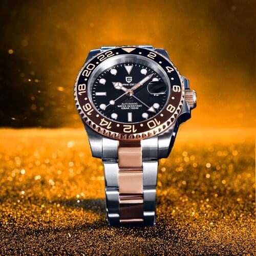 PAGANI DESIGN Mens 40mm Automatic Watch Sapphire Glass Luxury Mechanical Watches Stainless Steel Ceramic Bezel Waterproof Clock