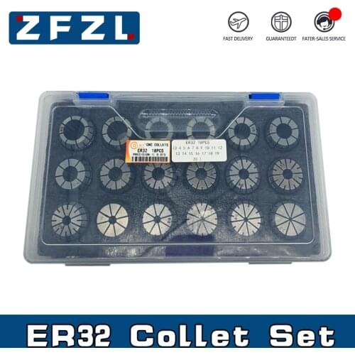 1Set ER32 Spring Collet 18PCS 3-20MM Chuck Engraving Machine Spindle High Precision ER Collet CNC Machining Center