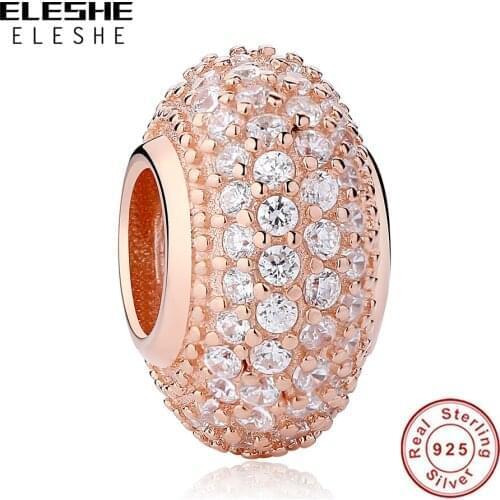 Luxury 925 Sterling Silver Crystal Beads Charm Fit Charms Bracelet & Bangle Necklace Gift Women Jewelry Berloque