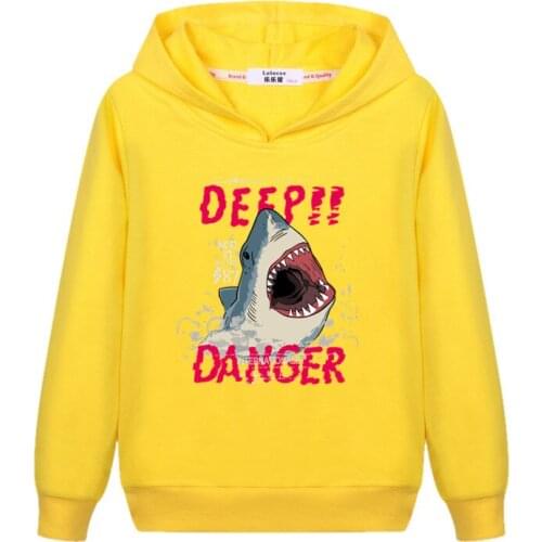 Shark design for boys hoodies autumn long sleeve pullover kids print fashion sweatshirt thin cotton & plush child coat 6-13T boys clothes