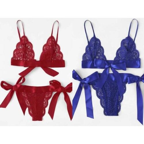 Sexy Lace Lingerie Perspective Mesh Underwear Lace Bikini Bra Briefs Set Female Women Ladies Girls Plus Size S-XXL
