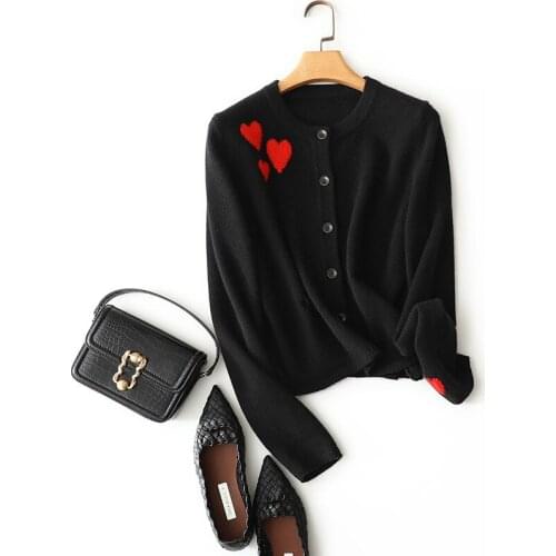 SHUCHAN Cashmere Cardigan Crop Top Single Breasted O-Neck Casual Solid Spring/Autumn New Year Sweaters 2021