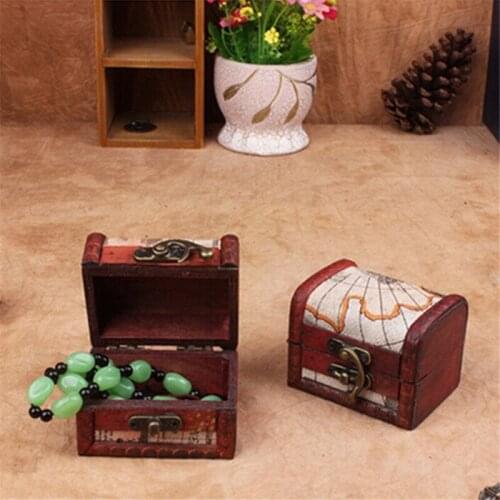 Stylish Vintage Metal Lock Jewelry Treasure Chest Case Storage Box Vintage Flower Storage Jewelry Box Manual Wood Box