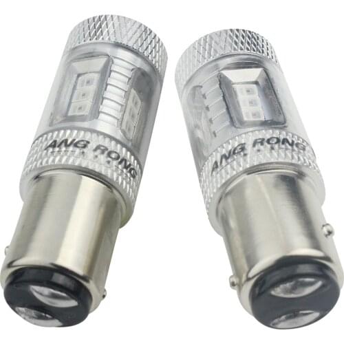 ANGRONG 2x 7225 BAZ15d 566 P21/4W LED Bulb Red Indicator Tail Stop Brake Light