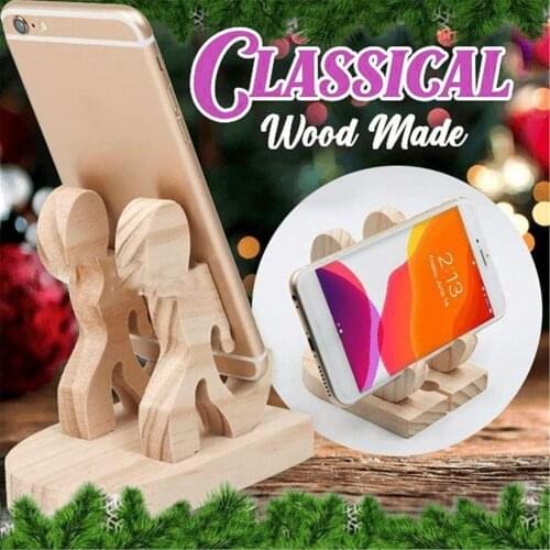 Universal Creative Gift Wooden Phone Holder Cartoon Elephant Deer Desktop Cellphone Bracket Bedside Ipad Tablet Lazy Mount Stand