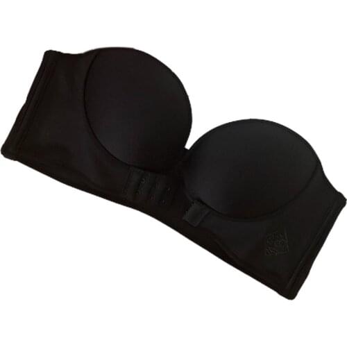 Front Closure Sexy Strapless Invisible Gathered Bra Strapless Versatile Underwear For Women Girl AB Cup