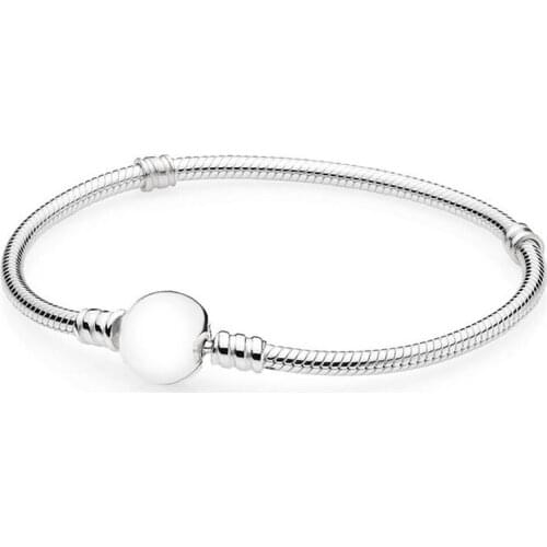 925 Sterling Silver Original Moments Signature Clasp Pan Bracelet Fit Women Bead Charm Bangle Gift DIY Jewelry