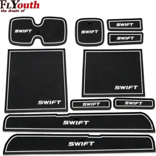 For Suzuki Swift 2005 To 2016 Anti-Slip Car Door Groove Mat Latex Non-Slip Mats Interior Cup Pad Car Styling 10pcs
