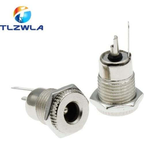 100PCS/LOT DC099 5.5 mm x 2.1mm DC Power Jack Socket Female Panel Mount Connector DC-099 5.5*2.1mm connector AQJG