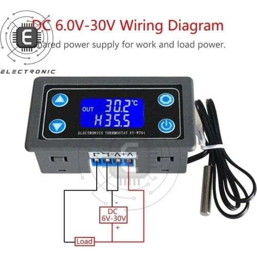 10A Thermostat Digital Temperature Controller DC 6V-30V Thermal Regulator Thermocouple Thermostat LCD Display Sensor 12V 24V