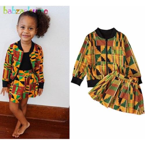 2Piece/2020 Spring Toddler Girl Outfits Fashion Print Long Sleeve Children Jacket+Baby Skirt Boutique Kids Clothing Set BC1100-1