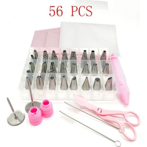 56 PCS Stainless Steel Russian Tulip Icing Piping Nozzles Pastry Tips Cake Decorating Tools for the Kitchen Baking