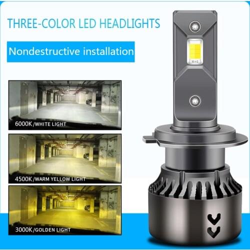 Car Lamp Led H4 H1 H3 H11 Three-colors Led H7 car Headlights 12V 16800lm Car bulb Lampada 9012 9005 HB3 9006 HB4 Fog Light
