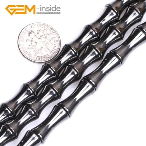 Bamboo Natural Black Hematite Gem stone Loose Beads For Jewelry Making DIY Strand 15" Gem-inside