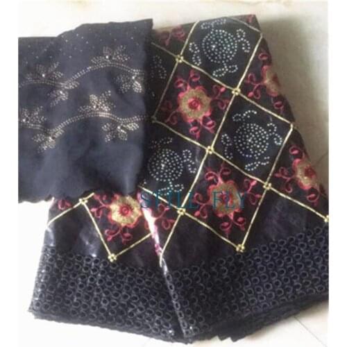 Bazin riche fabric high quality cotton fabric black african women fashion bazin brode fabric 2019 latest headwrap 5+2yard/lot
